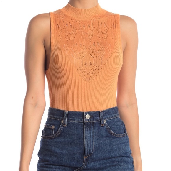 Free People Tops - Free People Orange Knit Body Suit